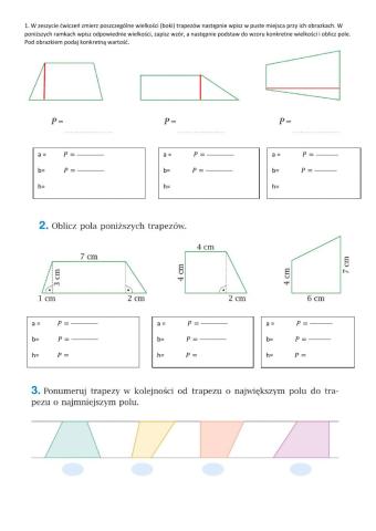 Ćwiczenia Pole trapezu str. 61 klasa 6