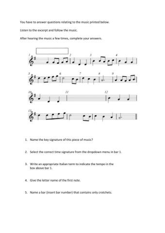 Music - National 5 Practise 15 Literacy