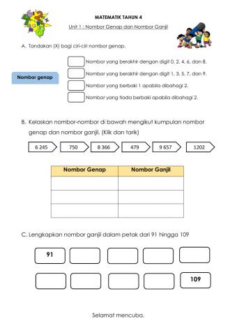 Nombor Genap dan Nombor Ganjil