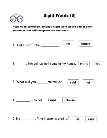 Sight Words 8