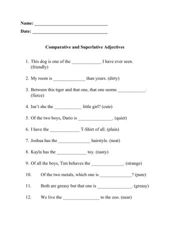 Comparative and Superlative Adjectives