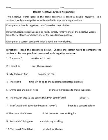 Double Negatives Graded Assignment