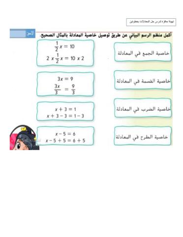 تحديد الخاصية في حل المعادلة