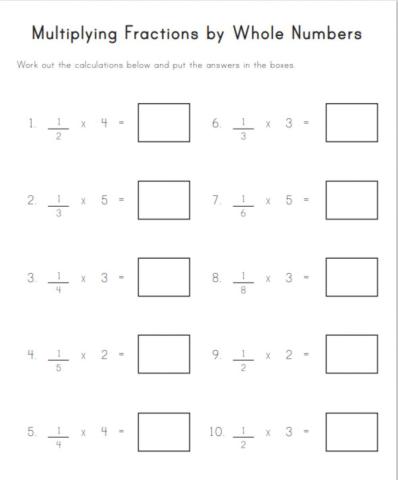 Multiplication of fraction by whole number