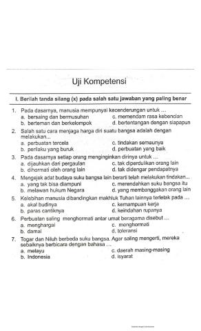 Uji kompetensi K4T7S3PPKN