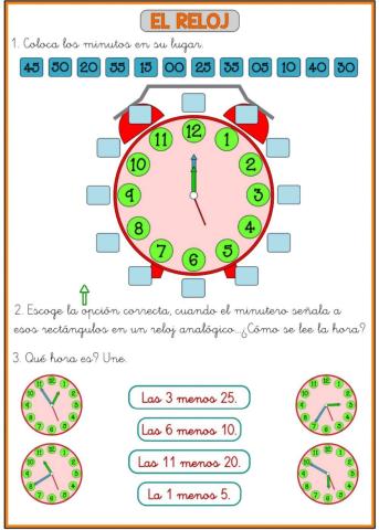 El Reloj analógico. Todas las horas.