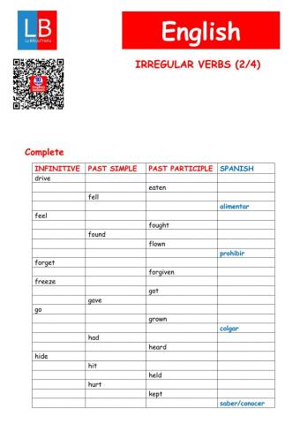 Verbos irregulares 2 Irregular Verbs