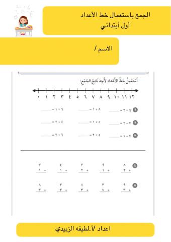 الجمع باستعمال خط الاعداد