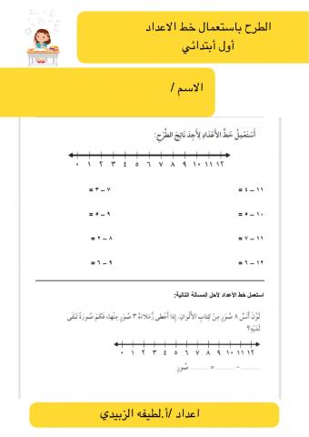 الطرح باستعمال خط الاعداد