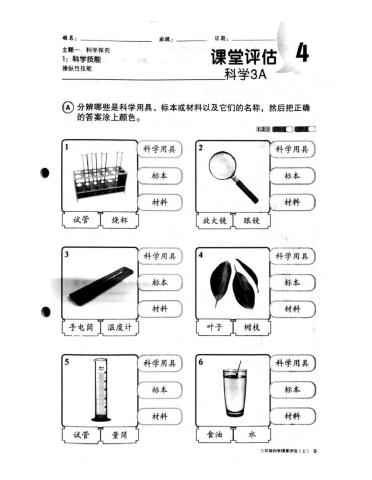 三年级科学（操纵性技能）