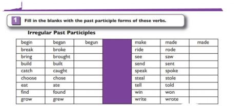Grammar - irregular past participle forms