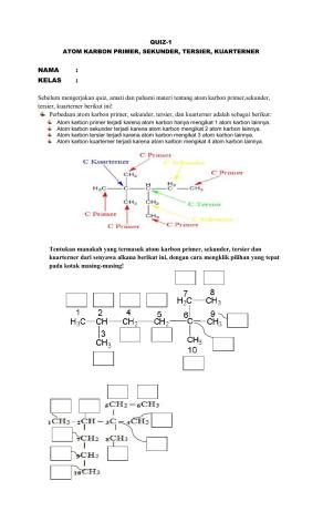 Quiz-1 atom karbon primer, sekunder, tersier, kuarterner