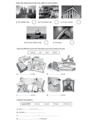 History periods, sources and time