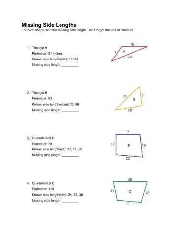 Missing Side Lengths