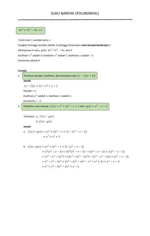 Operasi Aljabar pada Polinomial