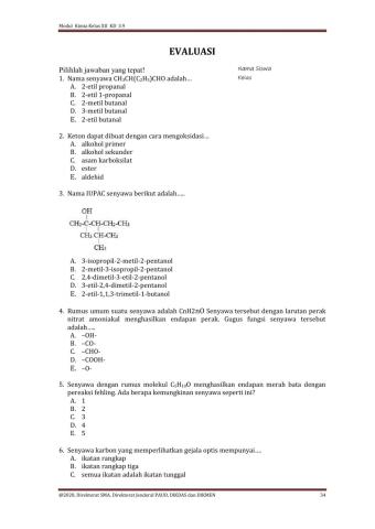 Evaluasi Senyawa Turunan Alkana