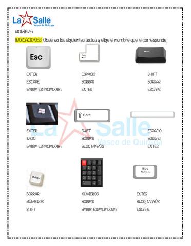 NOMBRES DE LAS TECLAS