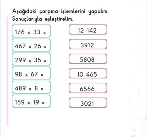 Çarpma İşlemi Eşleştirelim