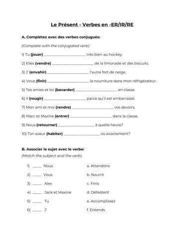 Present Tense Verb Review January 7 (Gr 7-8)