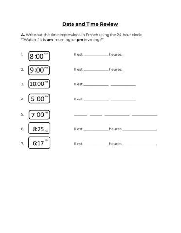 Time and Date Review