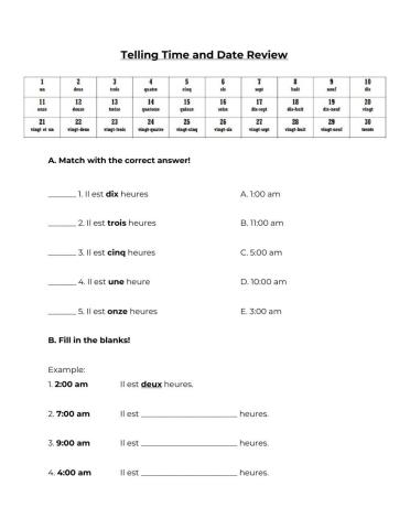 Time and Date Review - 5M