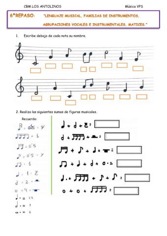 6º Música Repaso 1er trimestre