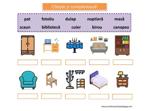 Citește și completează! (Mobilier)