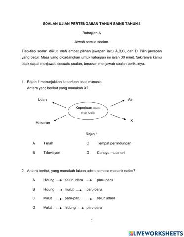 Sains Tahun 4 Kertas 1