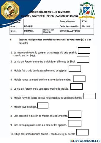 Evaluación bimestral