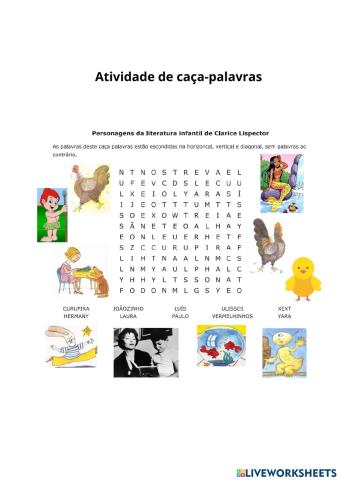 Personagens da literatura infantil de Clarice Lispector