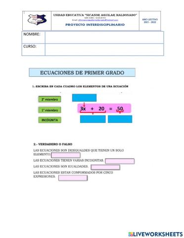 Tarea ecuaciones