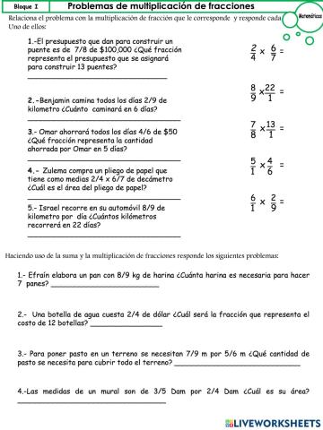 Multiplicacion de fracciones