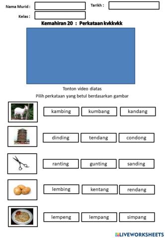 Kemahiran 20 : perkataan kvk kvkk