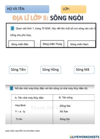 Địa lí lớp 5: Sông ngòi