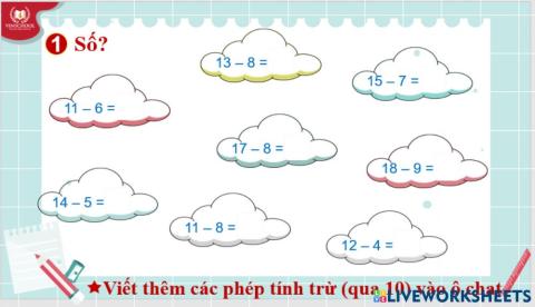 Phép trừ qua 10 tiết 5