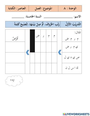 الكتابة - ترتيب الحروف