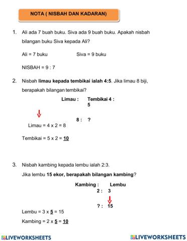 Latihan nisbah dan kadaran