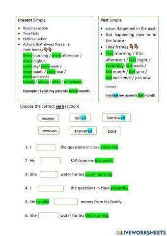 Past Simple and Present Simple Tense