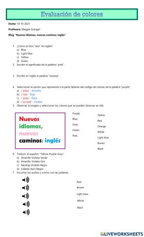 Evaluación de colores