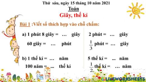 Toán thứ sáu 15-10-2021