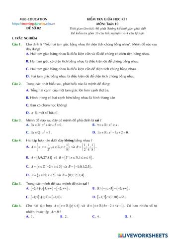 Kiểm tra GK1 - Đề số 02