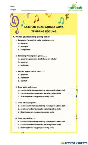 Latihan Bahasa Jawa-Tembang Pocung-A