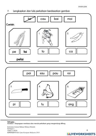 Bahagian 2 - instrumen menulis LITERASI tahun 2 2018