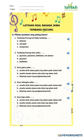 Latihan Bahasa Jawa-Tembang Pocung-C