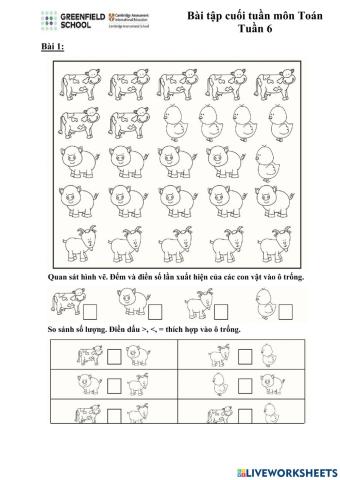 Bài tập cuối tuần môn Toán - Tuần 6