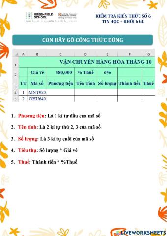 Khối 6 GC Tuần 6 Gõ hàm