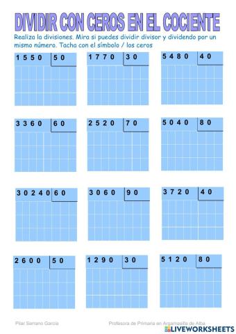 Divisor con ceros en el cociente