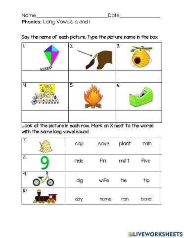 Long Vowel A and I