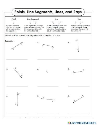 Line, line segment, ray, and point