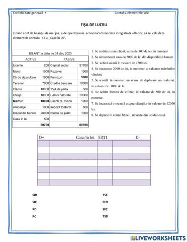 Elementele contului 5311